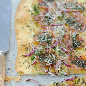 POTATO, PARSLEY, CHORIZO AND RED ONION PIZZA