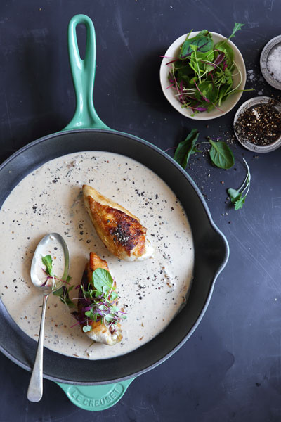 French-inspired food chicken au poivre