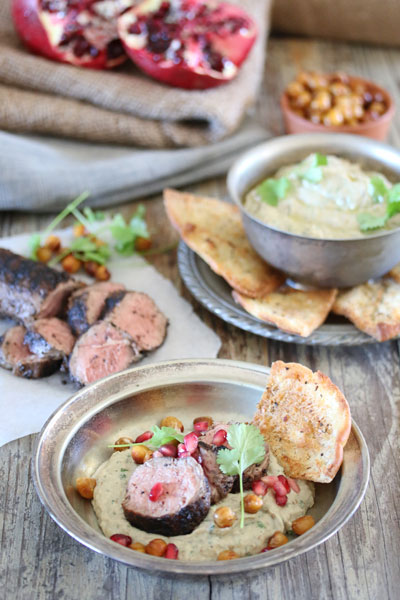 Easter Recipe Round Up Grilled Lamb Fillet Baba Ghanoush
