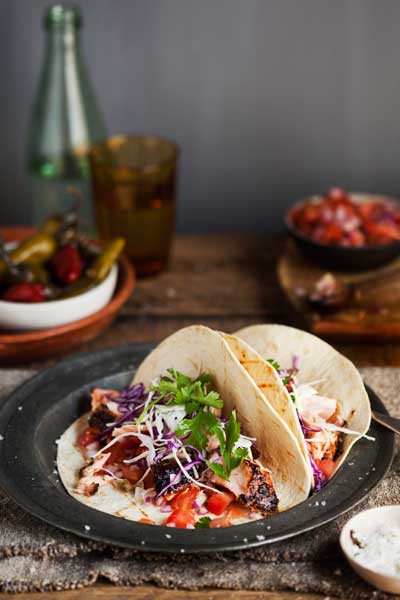 Quick and Easy Taco recipes - coffee rubbed salmon taco