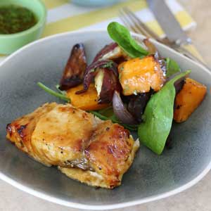 Apricot-glazed yellowtail