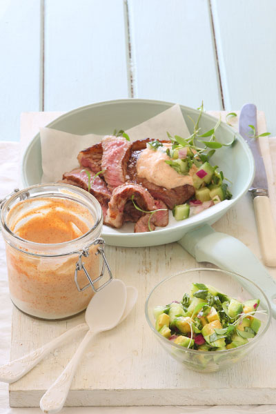 braai banting recipes Steak With Salsa Paprika Yoghurt