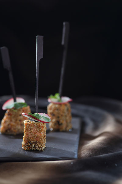 salmon recipes - spicy-salmon-squares-with-shaved-radish