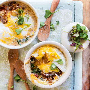 Creamed Spinach, Lamb & Egg Cups