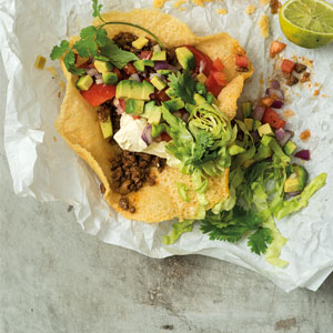 Cheese Tacos with Spicy Mince and Guacamole