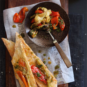 Spanish Grilled Vegetable Salad on Tomato Bread