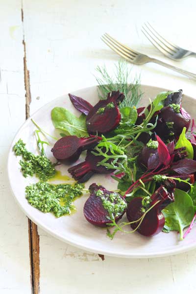 Healthy Eating Summer Beetroot Salad With A herby Pesto Dressing