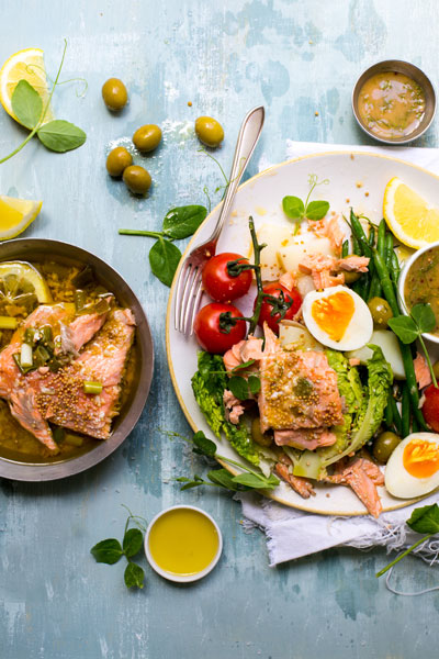 salmon recipes - salmon-nicoise-salad-salmon-and-sweet-mustard-dressing