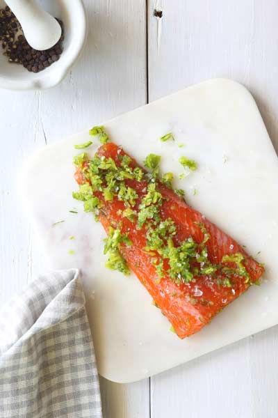 French-inspired food confit salmon