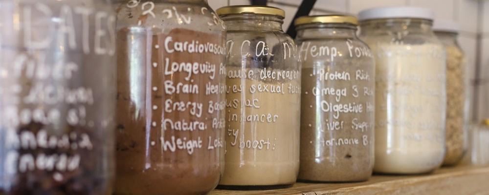 Superfood ingredients at Nourish’d Café and Juicery in Gardens, Cape Town