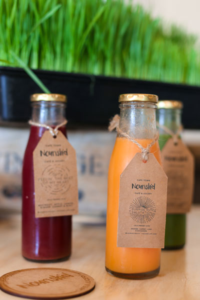 Smoothies at Nourish’d Café and Juicery in Gardens, Cape Town