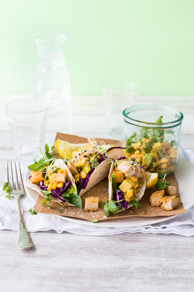 Quick and Easy Taco recipes - sriracha vegan nugget taco