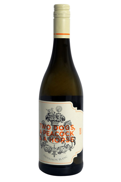 Black Elephant Vintners - Two Dogs, a peacock and a Horse