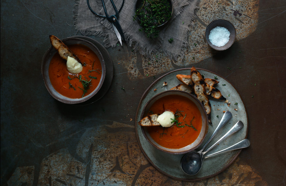 Cheese Recipes Creamy Red Pepper & Brie Soup