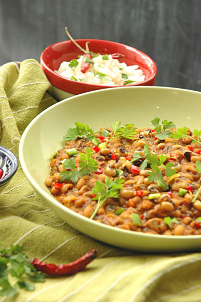 waterless cooking curried beans