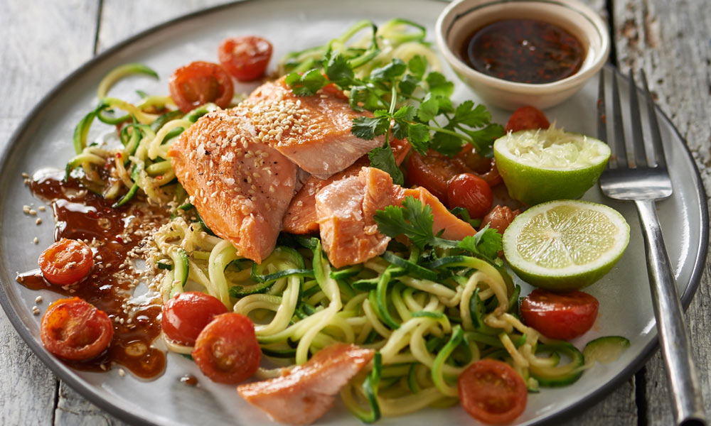 Roasted Trout with Courgetti Sarah Graham's Roasted Trout with Courgetti