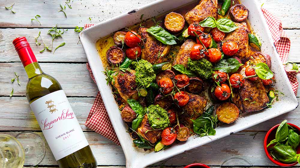 chicken pesto tray bake