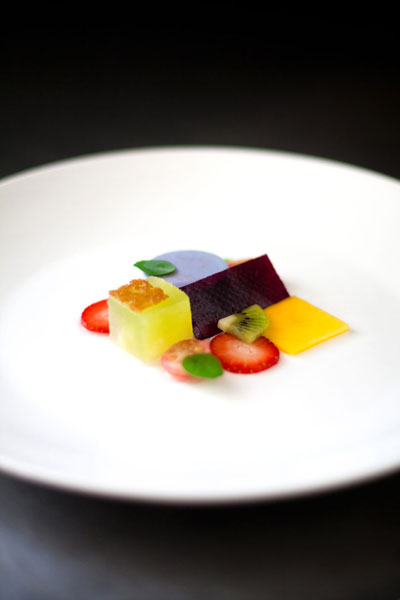 food presentation Fruit Salad Panna Cotta