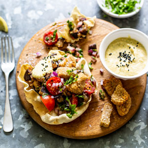 Poppadums Filled with Spicy Vegetables