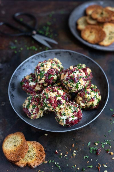 Cheesy Valentine's Day Chevin and Cream Cheese Truffles with Melba Toast
