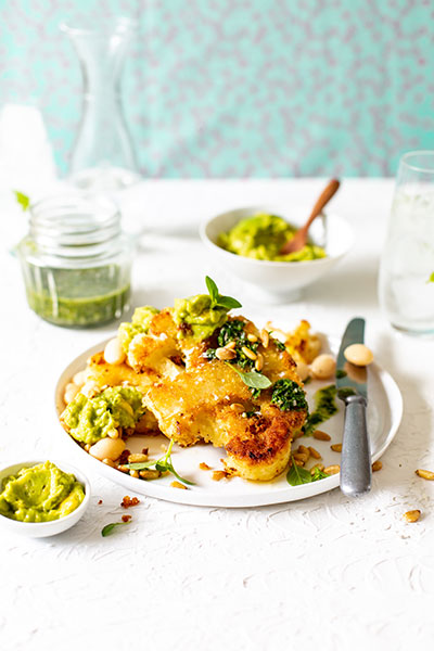 cauliflower steaks with guacamole