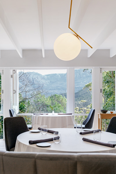La Colombe restaurant interior and view La Colombe restaurant interior and view