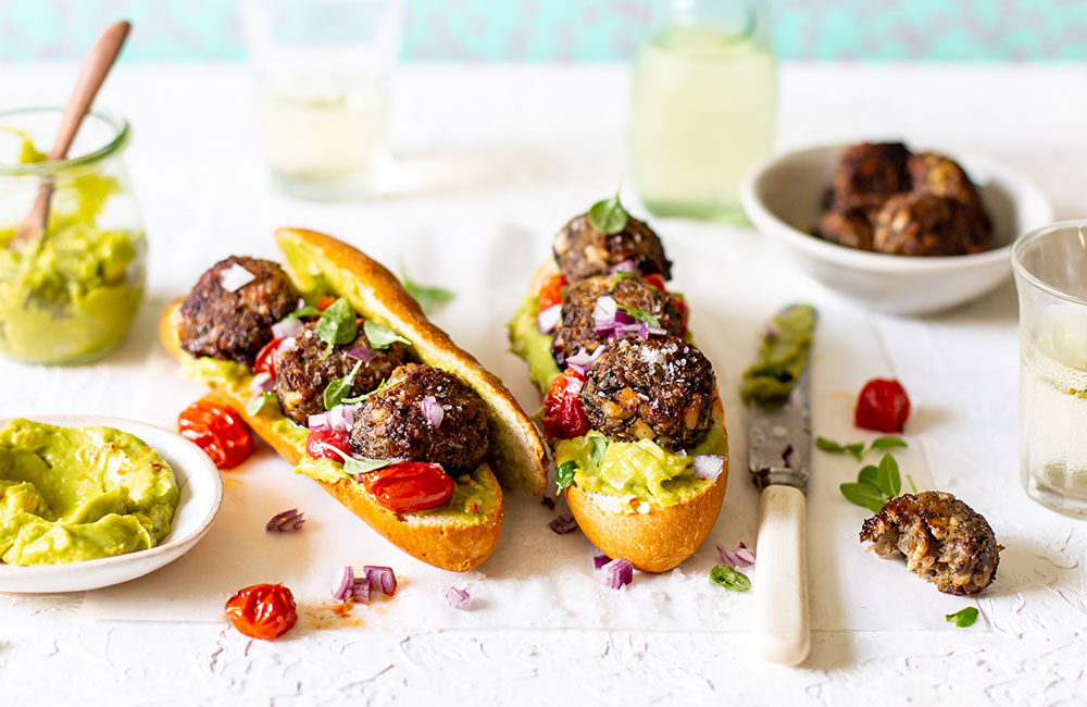 Vegan Meatball Sub recipe with westfalia spicy guacamole and westfalia plain avocado oil