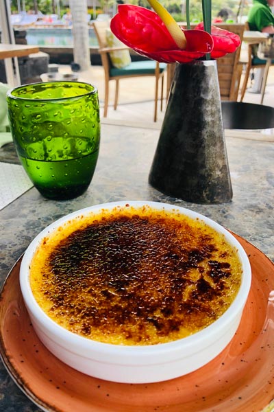 creme brulee Bambou Restaurant at The Four Seasons Mauritius