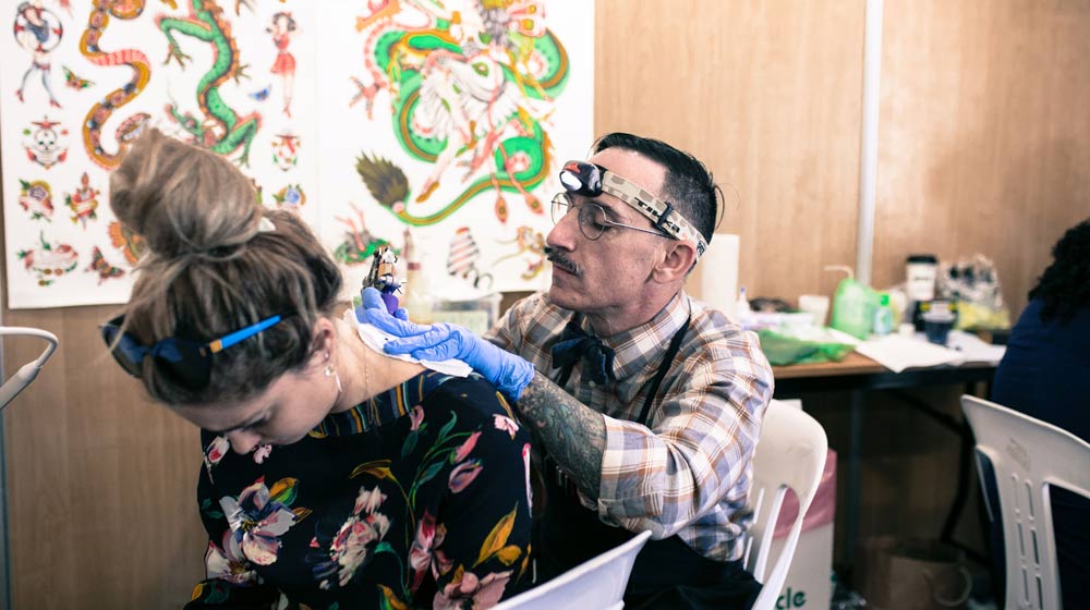 Tattoo artist from the USA at the South African International Tattoo Convention