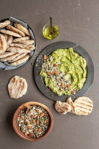 spicy dip and flatbreads