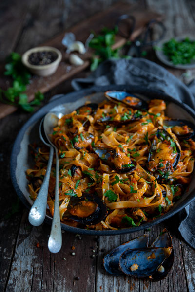 red pepper tagliatelle