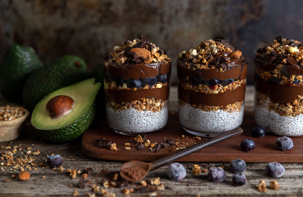 chocolate avocado chia pots