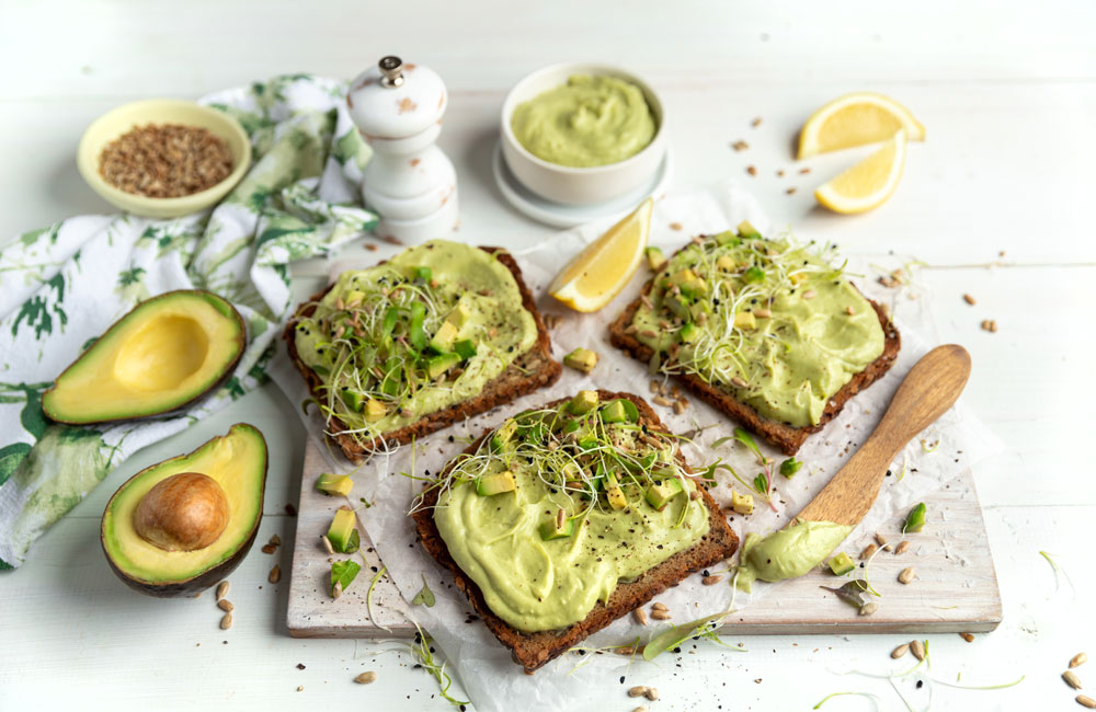 Whipped avocado and cream cheese toast