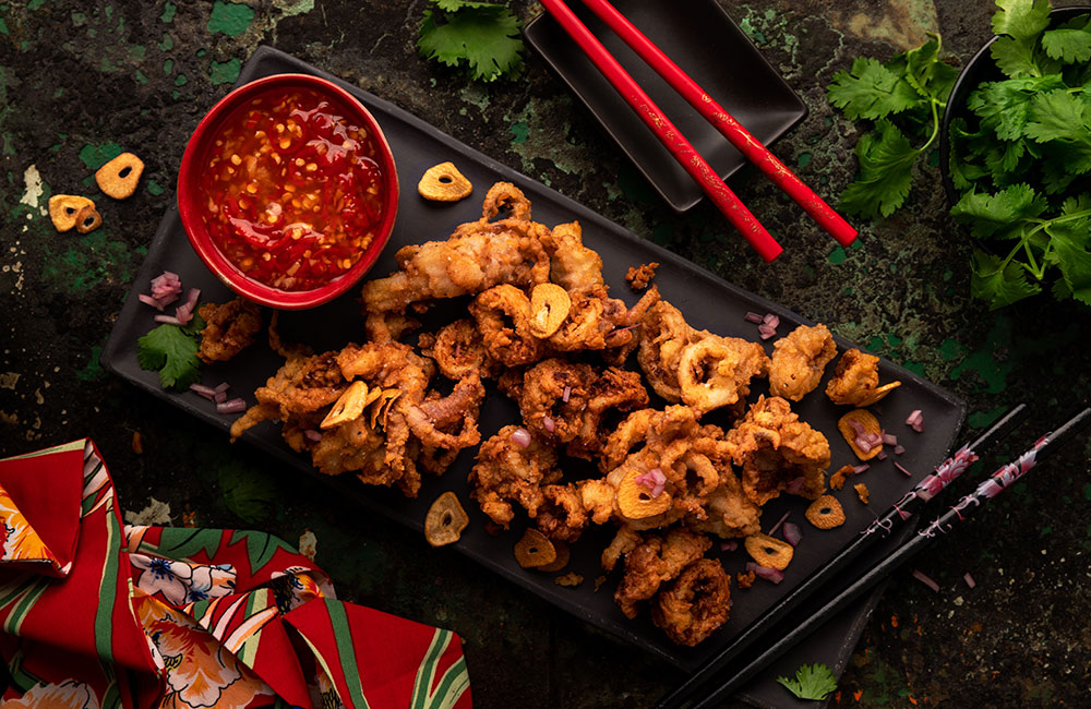 Crispy Ginger Calamari with Homemade Sweet Chilli Sauce