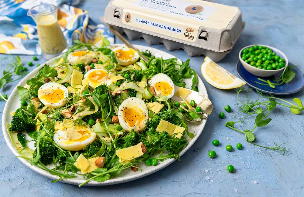 Shaved Lemon Broccoli and Wild Rocket Salad with Jammy Eggs