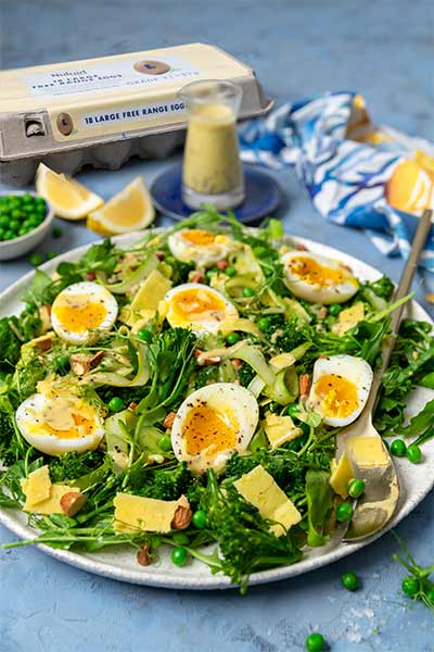 Shaved Lemon Broccoli and Wild Rocket Salad with Jammy Eggs