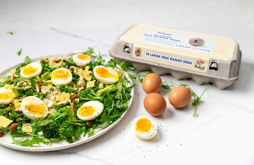 Shaved Lemon Broccoli and Wild Rocket Salad with Jammy Eggs