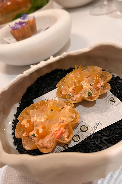 Adam Handling from the Frog Canape shellfish tart